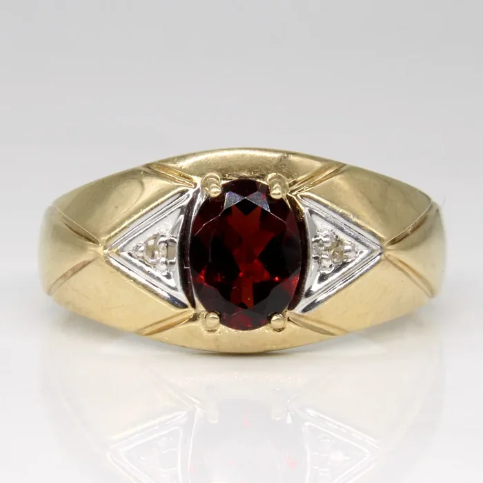 Quilted Garnet & Diamond Ring | 1.15ct, 0.01ctw | SZ 11.25 |