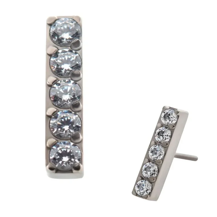 Rack CZ Bar Titanium Threadless Top