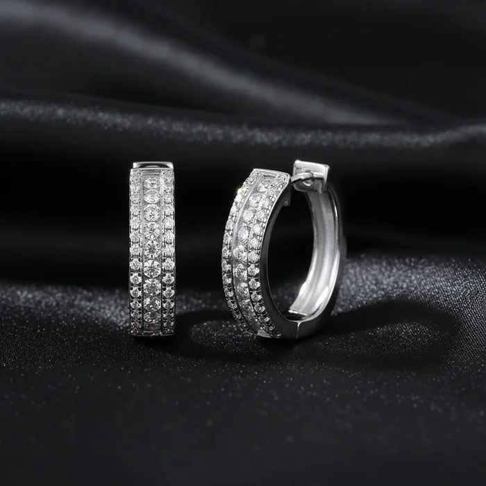 Real Silver Moissannite Hoops