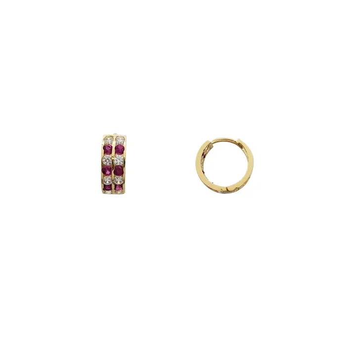 Red & White Two Row Huggies (14K)