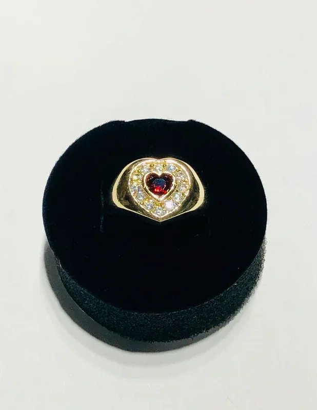 Red Heart CZ Ring (14K)