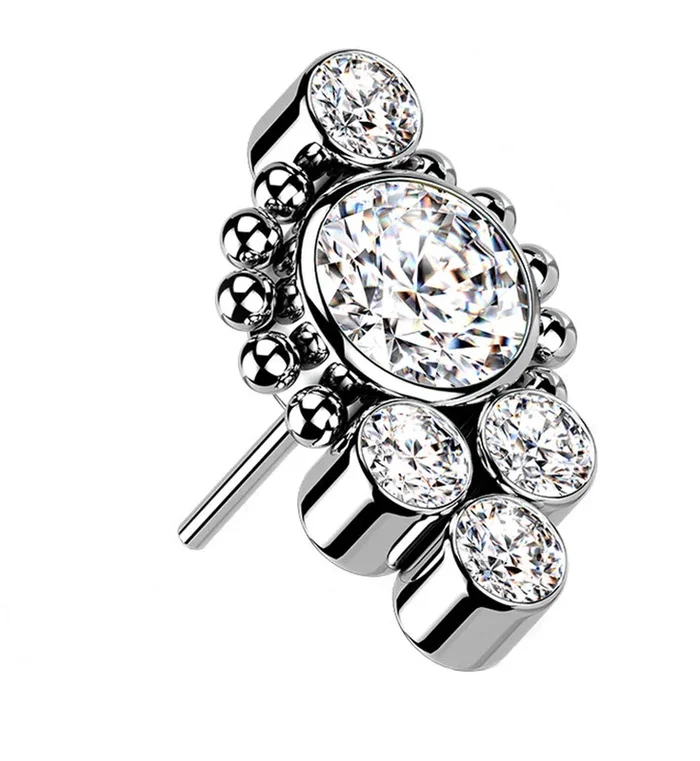 Regal Clear CZ Titanium Threadless Top