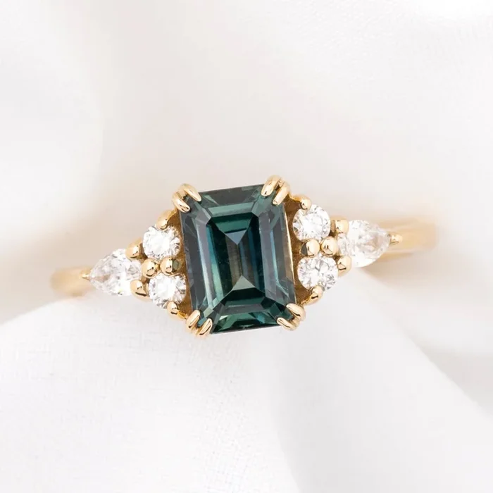 Remi Ring, 1.27ct Blue Green Montana Sapphire