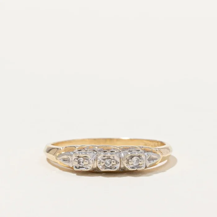 Retro Three Stone Ring | 0.03 ctw, SZ 7.5 |