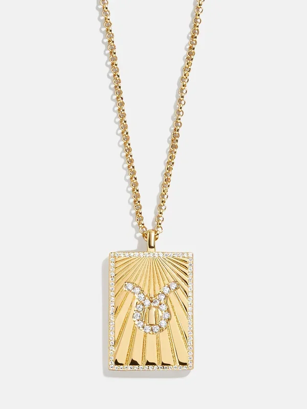 Reversible 18K Gold Zodiac Pendant Necklace – Taurus