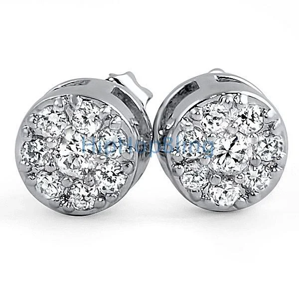 Rhodium Cluster Bling Bling CZ Earrings