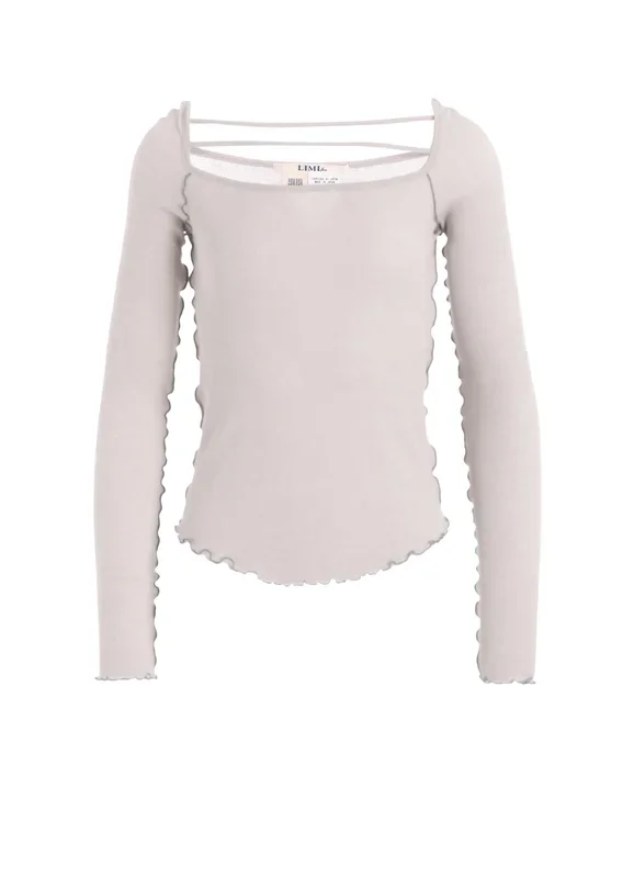 RIB STITCH SQUARE NECK LONG SLEEVE T-SHIRT