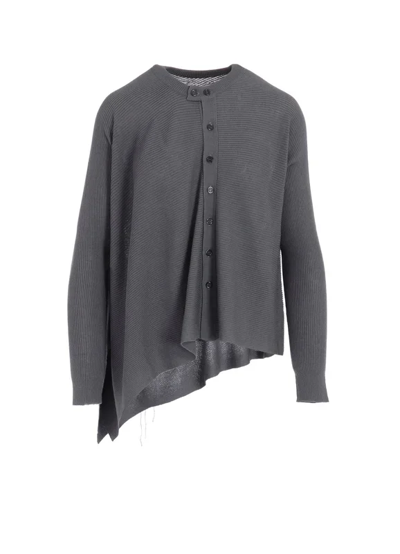 RIBBED ASYMMETERIC CARDIGAN