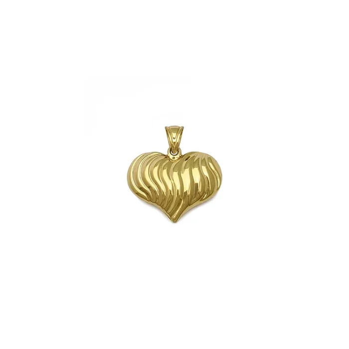 Ribbed Heart Pendant (14K)
