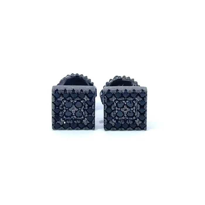 RICO 925 CZ BLACK ICED OUT EARRINGS | 9219293