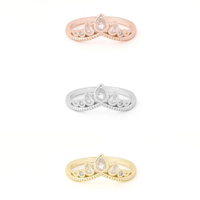 Ring ~ Sterling Collection ~ The Crown ~ Graduated Pear Stacker