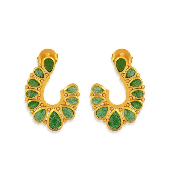 Riverbend Earrings – Green Strawberry Quartz