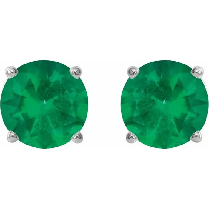 Rolland’s Designs 14K White Gold Emerald Stud Earrings