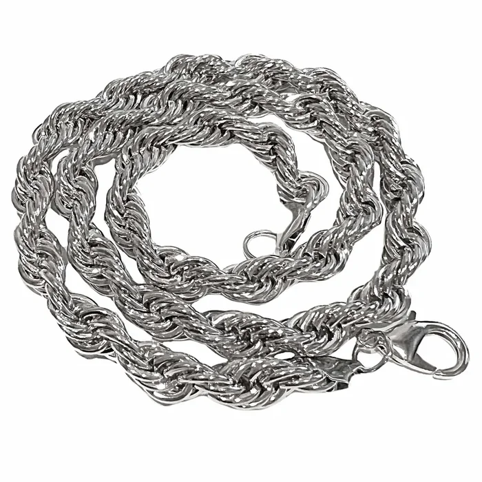 Rope Chain Retro Hip Hop Necklace Silver Tone 26″ x 10MM Thick