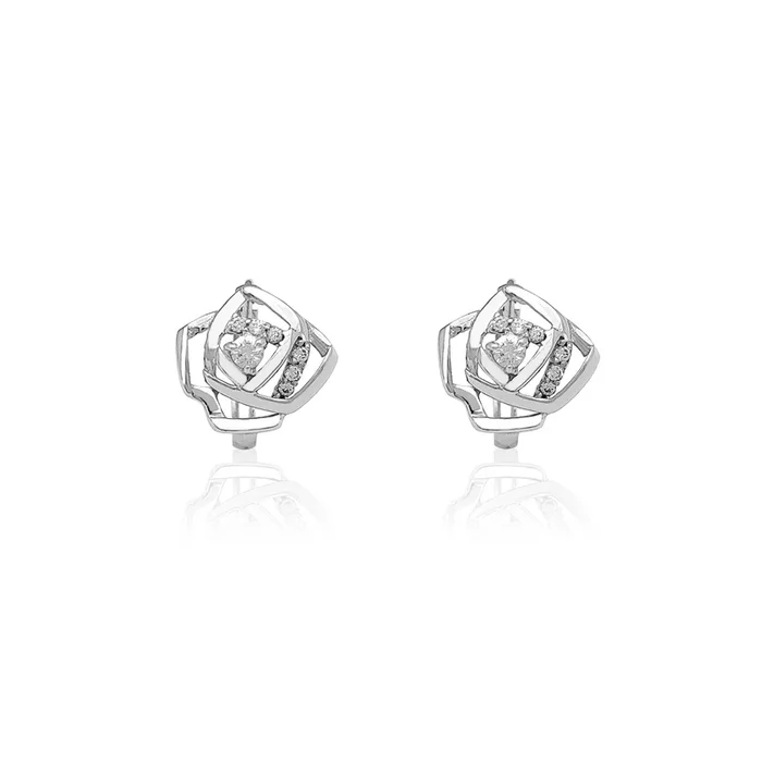 Rose Outline Huggie Earrings (14K)