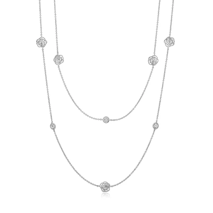 Rosy 36″ Station Necklace in Platinum