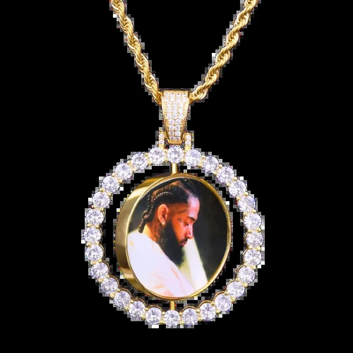 Rotating Double-Sided Medallions Spinning Custom Photo Picture Pendant Necklace
