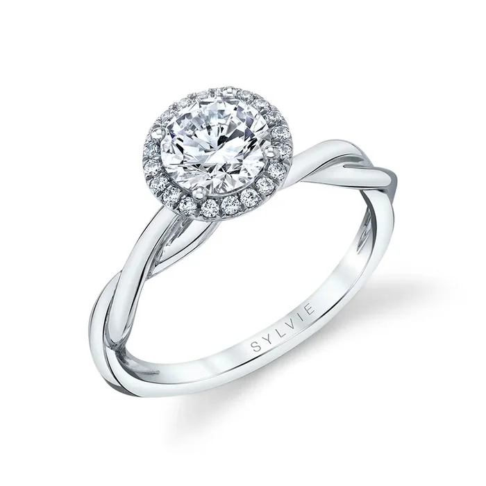 Round Cut Modern Halo Spiral Engagement Ring – Coralie