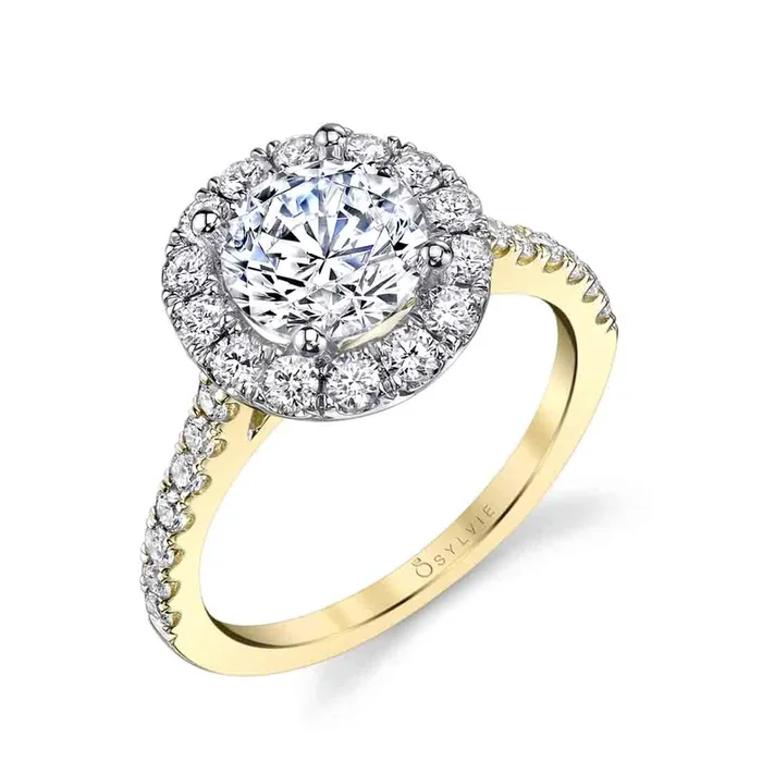 Round Cut Two Tone Classic Halo Engagement Ring – Jacalyn