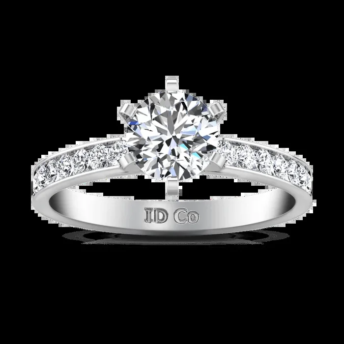 Round Diamond Pave Engagement Ring Yvonne 14K White Gold