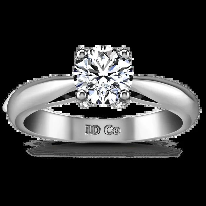 Round Diamond Solitaire Engagement Ring Caressa 14K White Gold