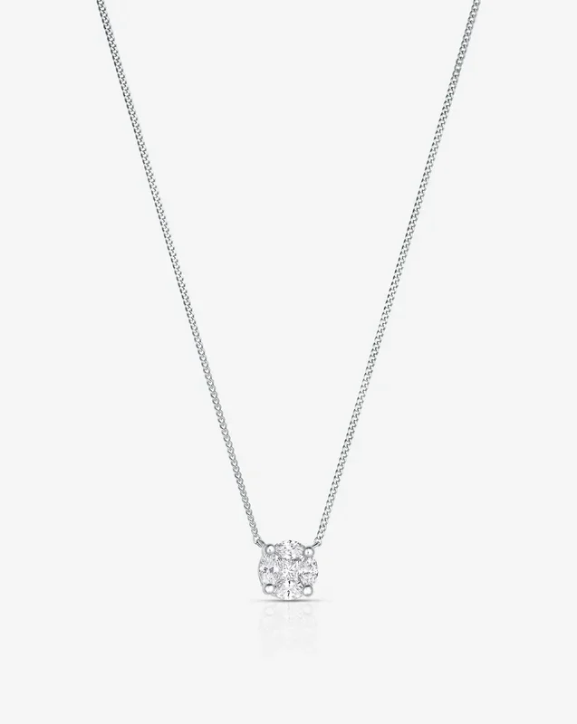Round Illusion Diamond Pendant Necklace