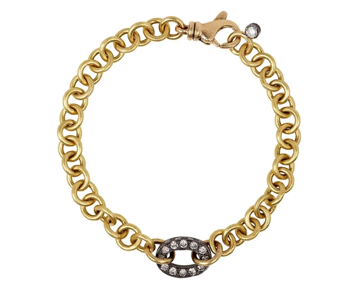 Round Link and Diamond Oval Chain Bracelet