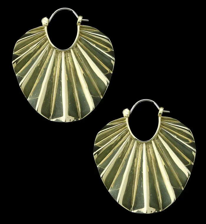 Round Rays Brass Titanium Hangers / Earrings