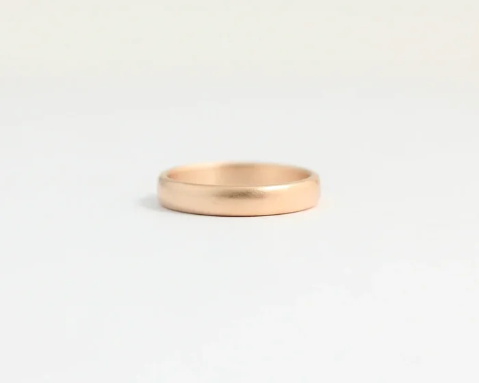 Rounded Ethical Rose Beach Gold Band – Narrow