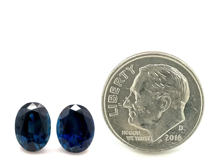 Royal Blue Sapphire Pair, 3.82 Carats Total, Loose Gemstones for Earrings
