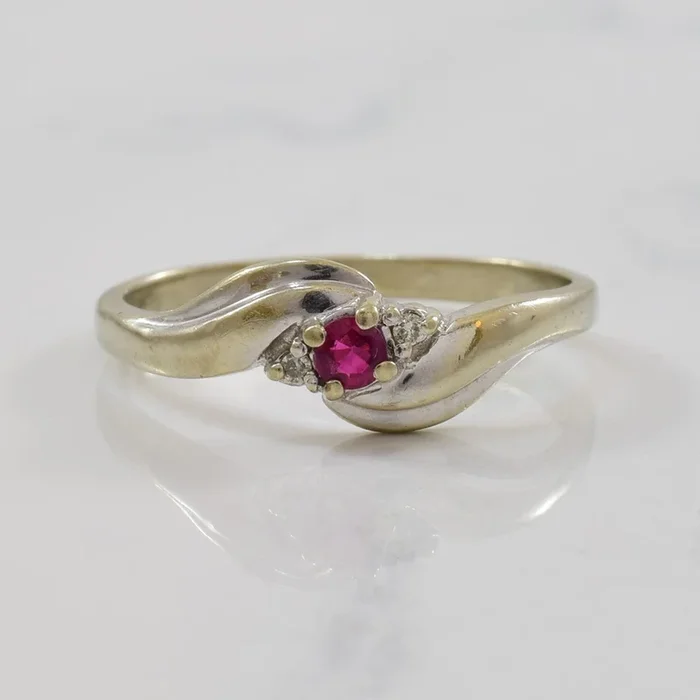 Ruby & Diamond Bypass Ring | 0.10ct, 0.01ctw | SZ 6 |
