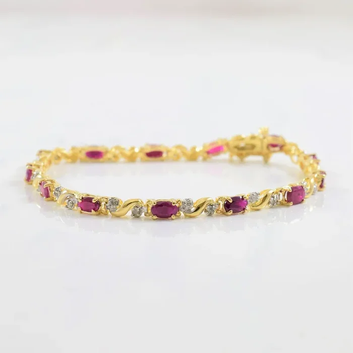 Ruby & Diamond Tennis Bracelet | 0.26ctw, 3.00ctw | 7″ |