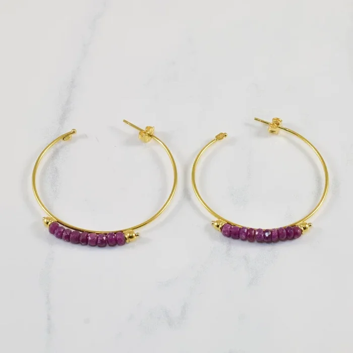 Ruby Hoop Earrings | 10.0ctw |