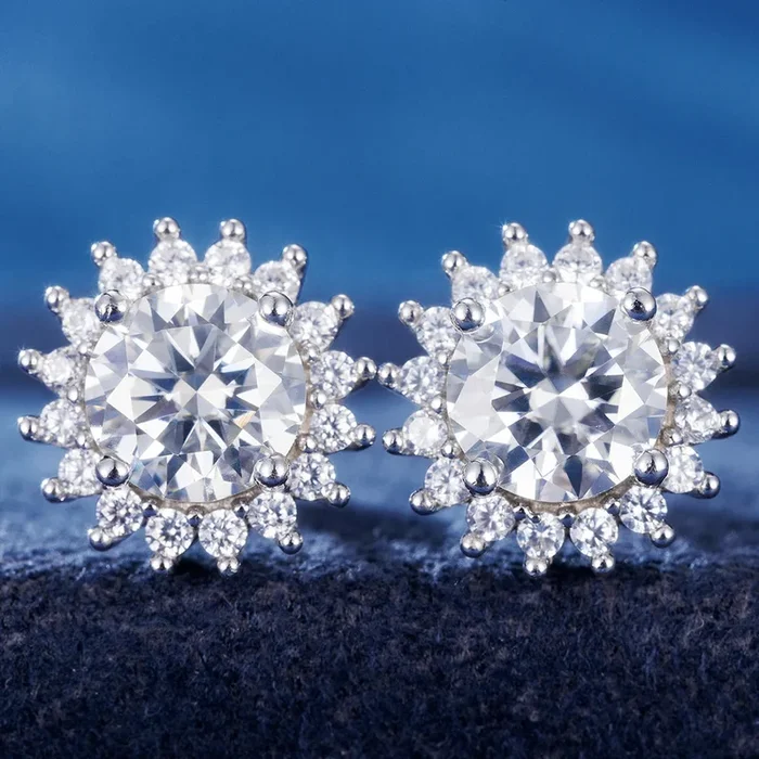 S925 Halo Sun Stud Earrings