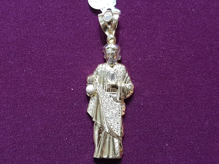 Saint Jude Two-Tone CZ Pendant 14K