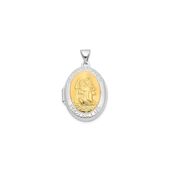 Saint Michael Oval Photo Locket (Silver)