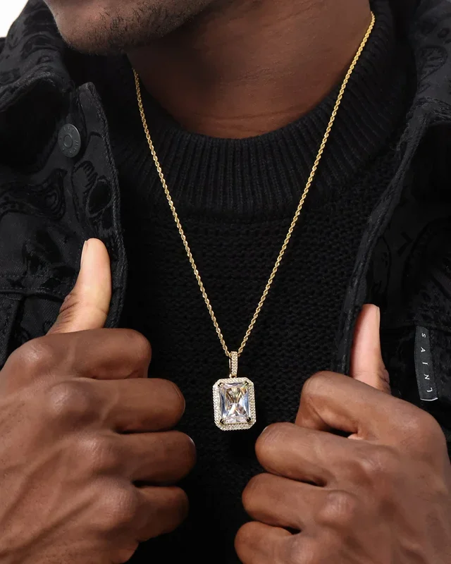 Saint Morta Iced Jewelled Pendant Iced Gold