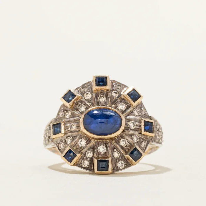 Sapphire & Diamond Art Deco Style Ring | 1.35ctw, 0.26ctw | SZ 5.5 |