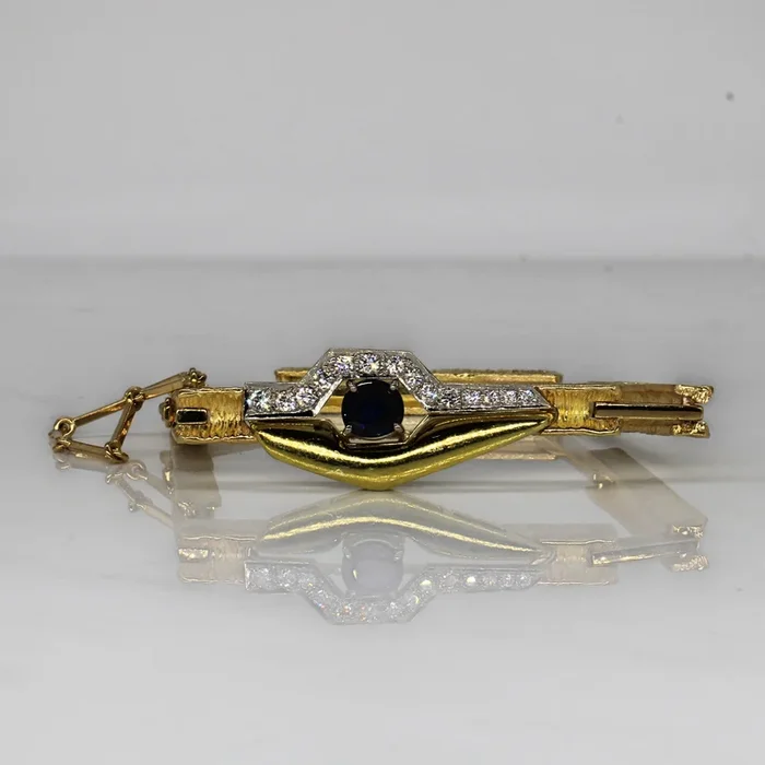 Sapphire & Diamond Bar Bracelet | 1.00ct, 0.60ctw | 7.5″ |