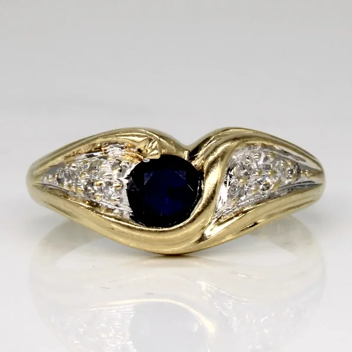 Sapphire & Diamond Contour Bypass Ring | 0.35ct, 0.07ctw | SZ 8 |