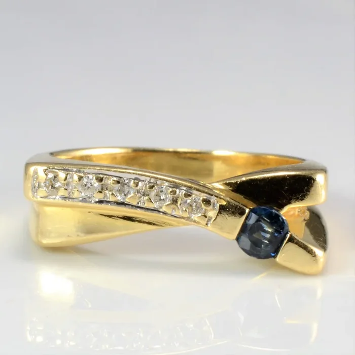 Sapphire & Diamond Cross Over Ring | 0.17ct, 0.05ctw | SZ 6.5