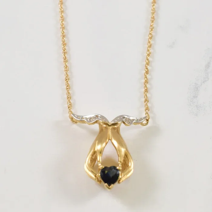 Sapphire & Diamond Necklace | 0.25ct, 0.02ctw | 16.5″ |