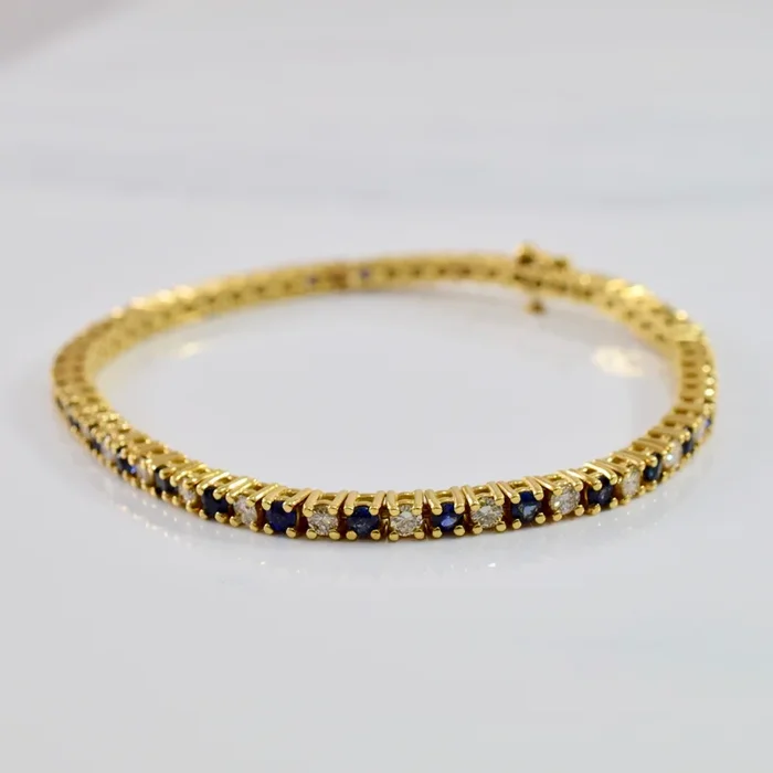 Sapphire and Diamond Bracelet | 1.24 ctw SZ 7″ |