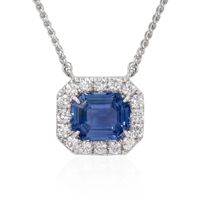 Sapphire and diamond necklace (SKU N062)