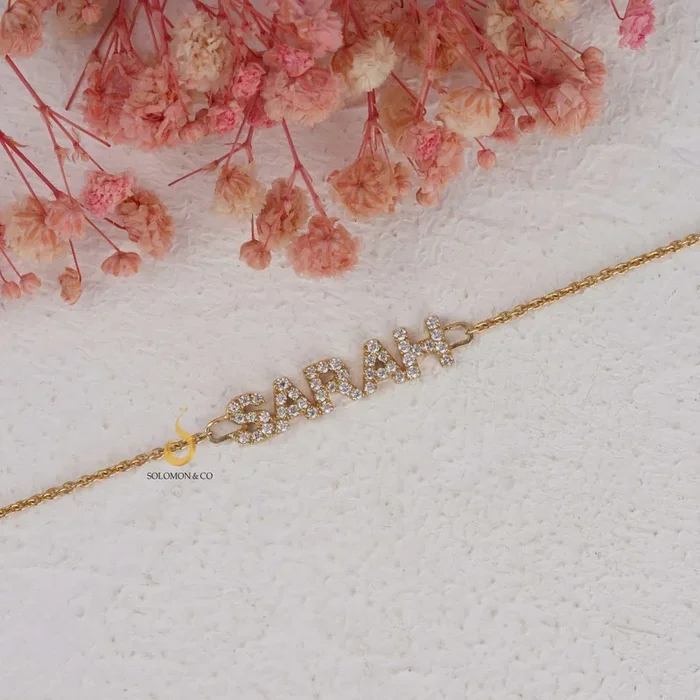 SARAH Custom Round Cut Moissanite Name Bracelet 0.38 CT