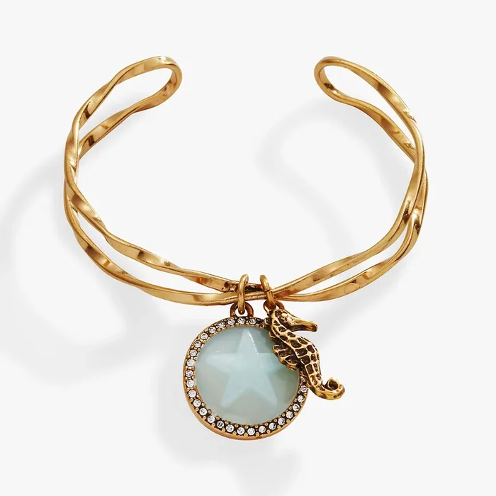 Seahorse + Sand Dollar Twisted Cuff