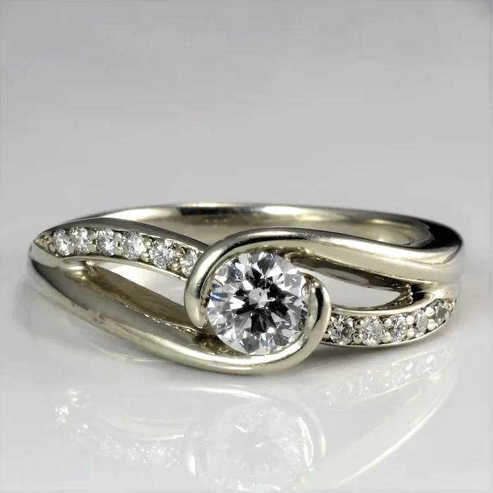 Semi Bezel Diamond Bypass Engagement Ring | 0.53 ctw, SZ 8.5 |