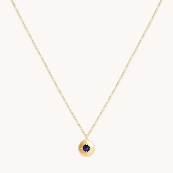 September Sapphire Birthstone Necklace in Solid Gold