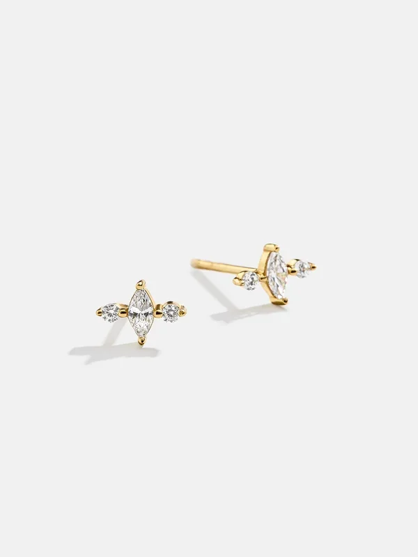 Serene 18K Gold Kids’ Earrings – Gold/Pavé