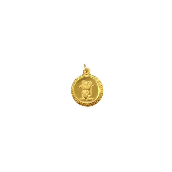 [鼠] Mini Round Medallion Rat Pendant (24K)